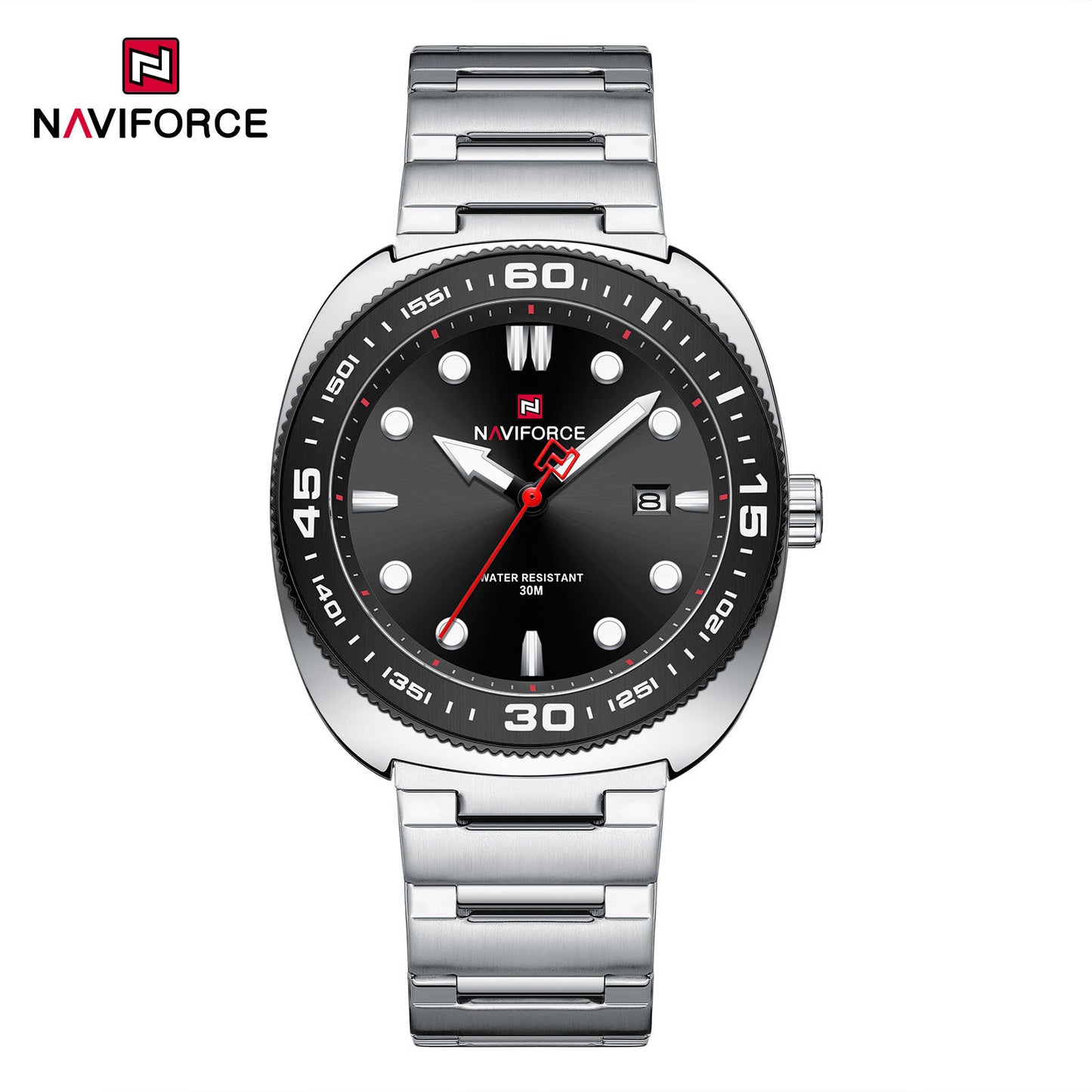 NAVIFORCE NF9250 Men's Quartz Calendar Watch | Stainless Steel Strap | Date Display | 3ATM Water Resistant