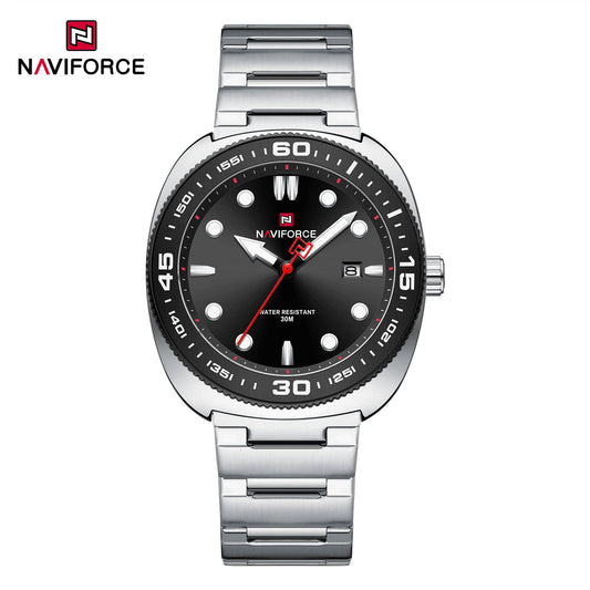 NAVIFORCE NF9250 Men's Quartz Calendar Watch | Stainless Steel Strap | Date Display | 3ATM Water Resistant