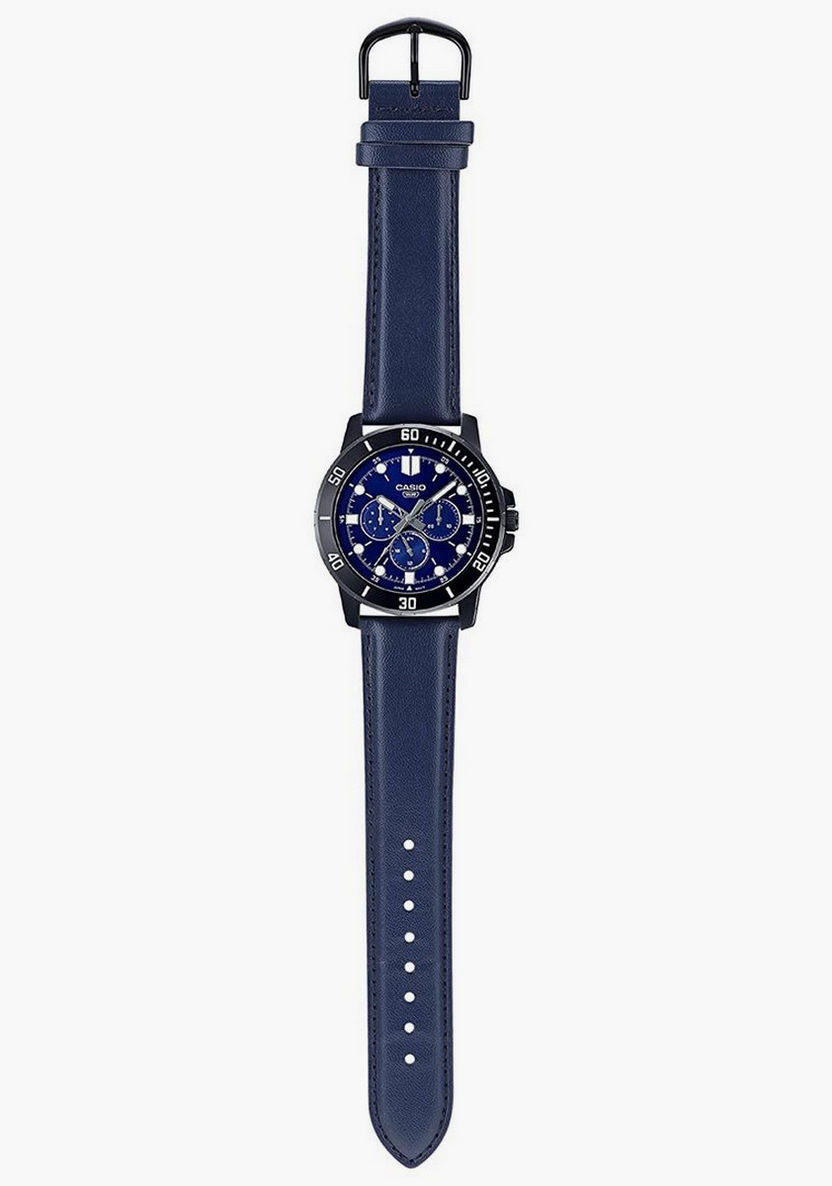 Casio MTP-VD300BL-2EUDF Men's Multi Dial Leather Strap Watch Blue Dial