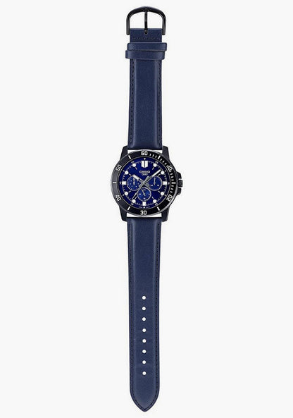 Casio MTP-VD300BL-2EUDF Men's Multi Dial Leather Strap Watch Blue Dial