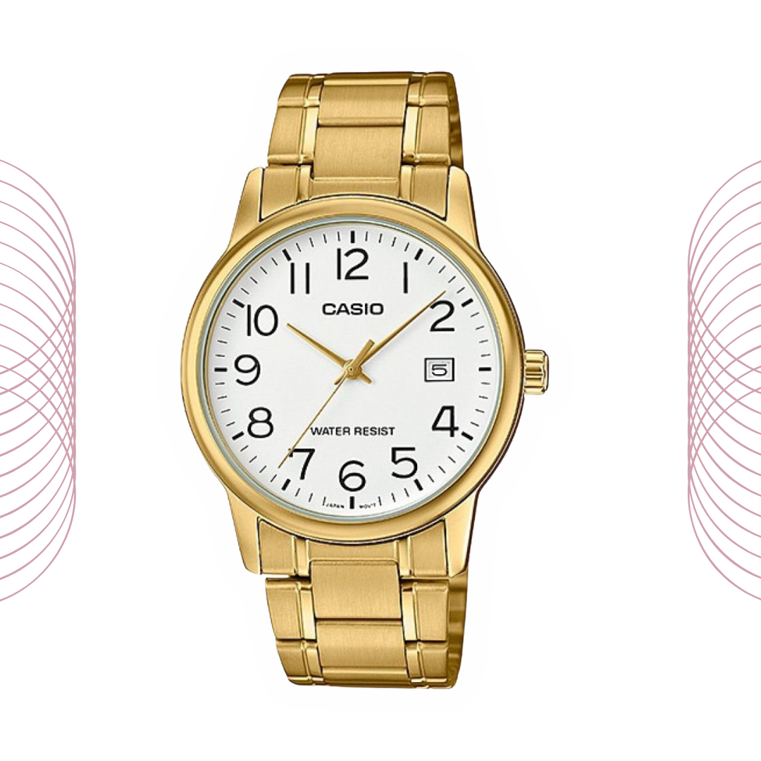 Casio MTP-V002G-7B2UDF Men's Gold Tone Stainless Steel Watch White Dial