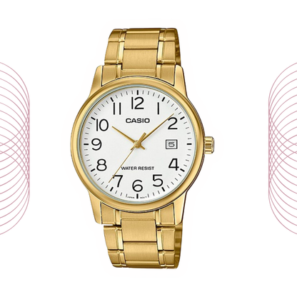 Casio MTP-V002G-7B2UDF Men's Gold Tone Stainless Steel Watch White Dial