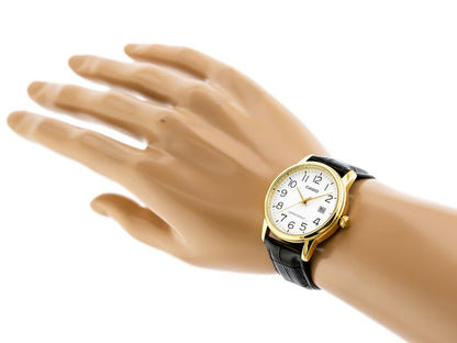 Casio MTP-V002GL-7B2UDF Men's Gold Tone Leather Strap Watch White Dial