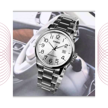 Casio MTP-V002D-7BUDF Men's Analog Stainless Steel Watch White Dial