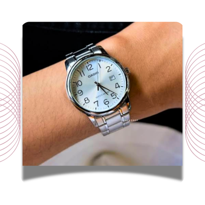 Casio MTP-V002D-7BUDF Men's Analog Stainless Steel Watch White Dial