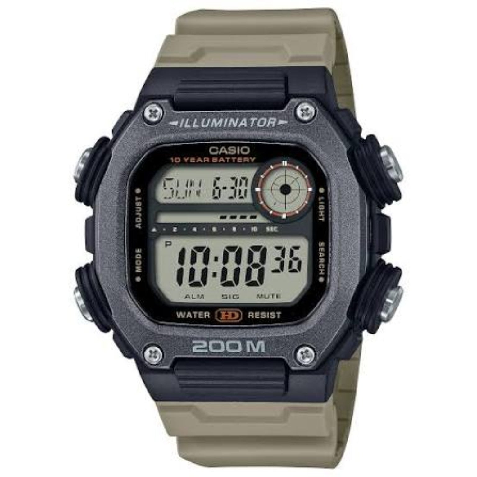 Casio DW-291HX-5AVDF front view digital sports watch