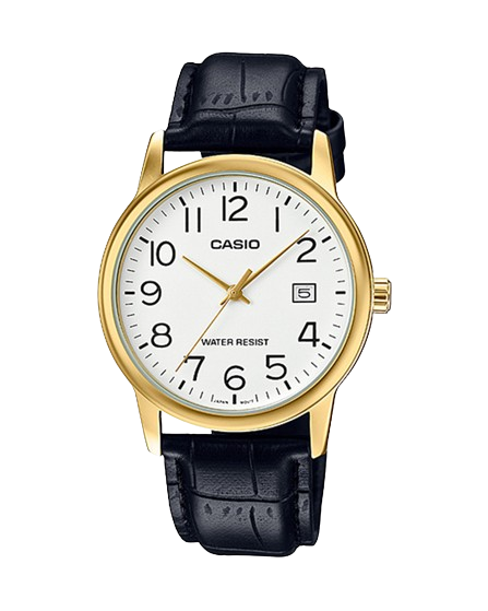 Casio MTP-V002GL-7B2UDF Men's Gold Tone Leather Strap Watch White Dial