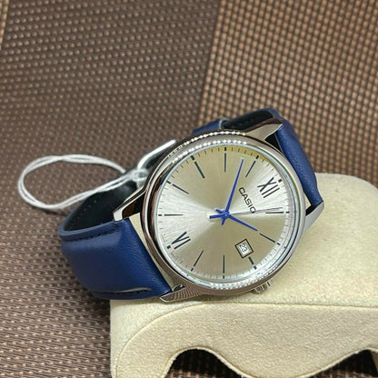 Casio MTP-V002L-2B3UDF angled product photo blue strap