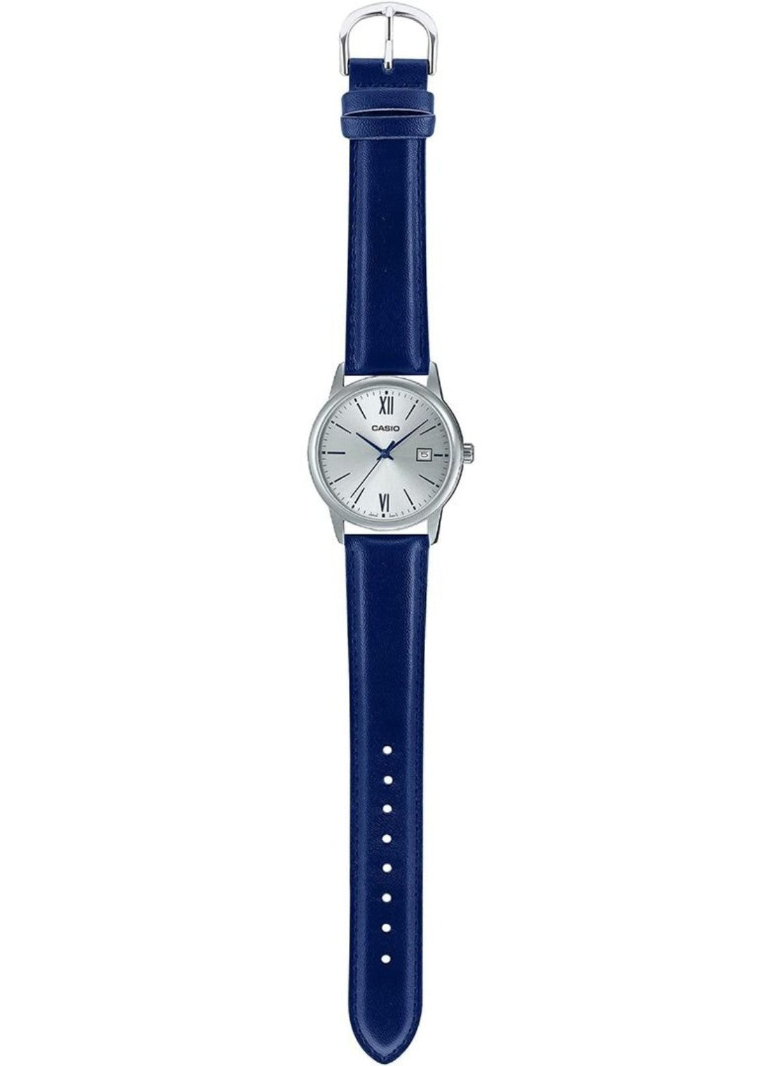 Casio MTP-V002L-2B3UDF full view blue leather strap watch