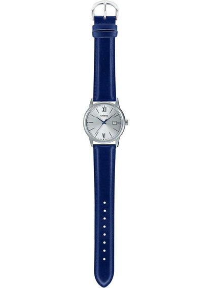 Casio MTP-V002L-2B3UDF full view blue leather strap watch