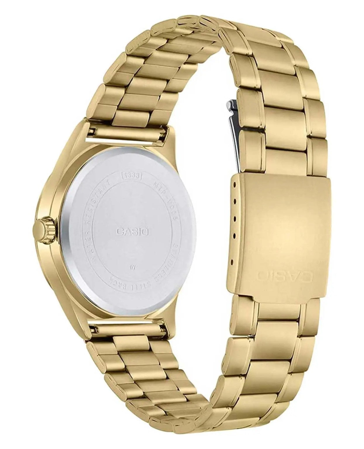 Casio MTP-V006G-1CUDF back view gold stainless steel bracelet