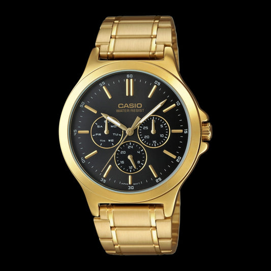 Casio MTP-V300G-1AUDF front view gold tone stainless steel watch