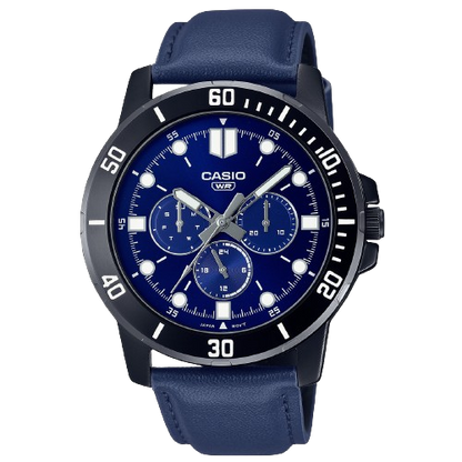 Casio MTP-VD300BL-2EUDF Men's Multi Dial Leather Strap Watch Blue Dial
