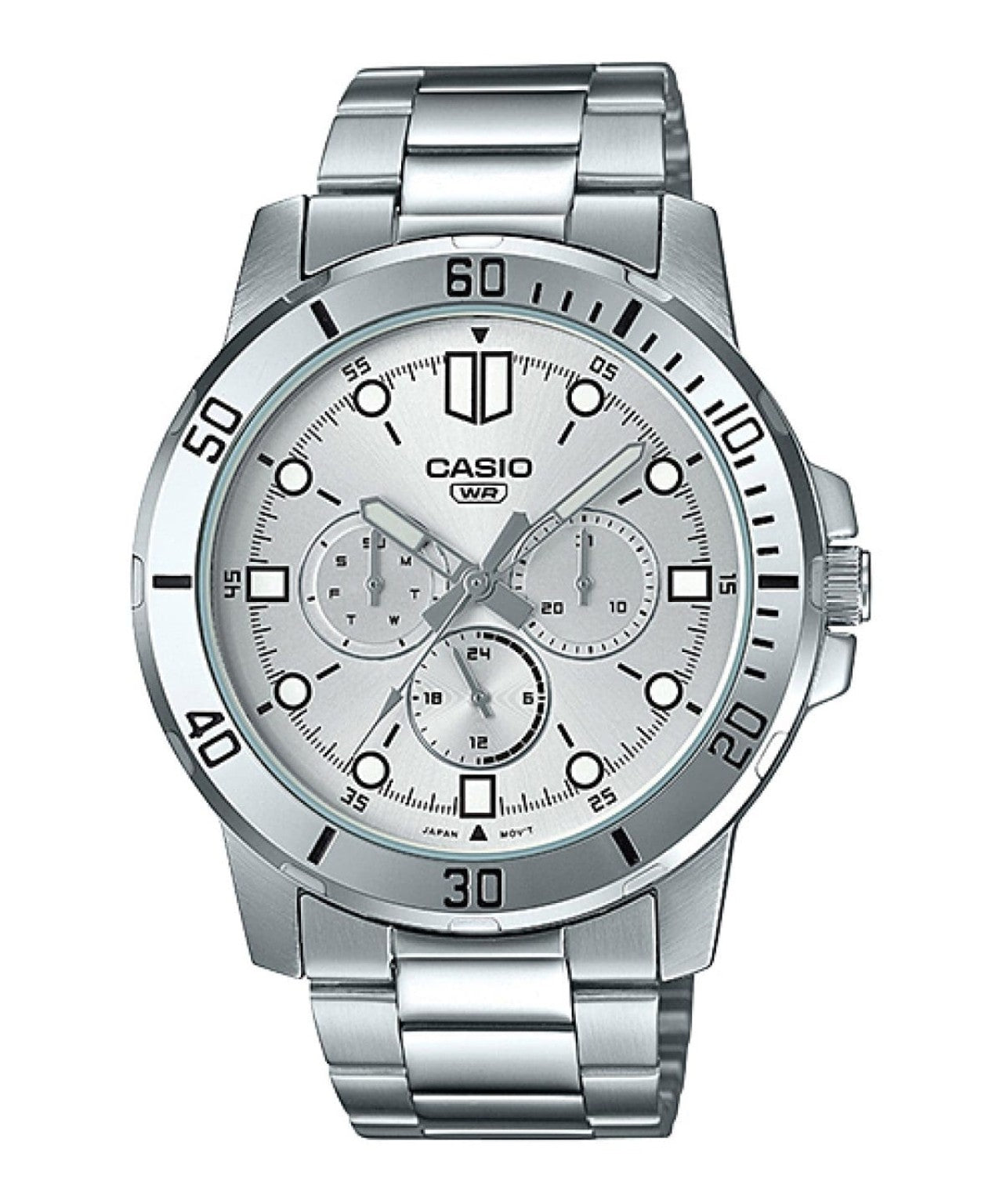 Casio MTP-VD300D-7EUDF front view silver stainless steel watch