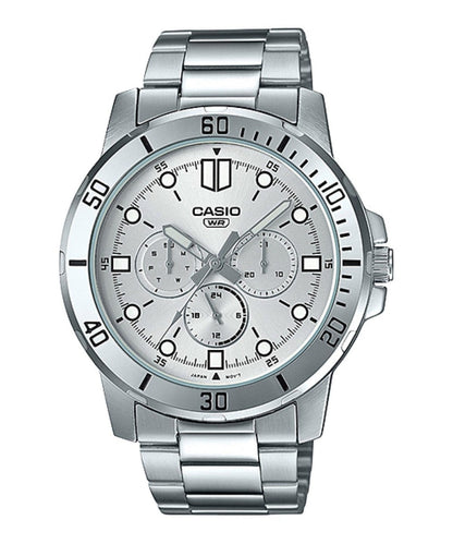 Casio MTP-VD300D-7EUDF front view silver stainless steel watch