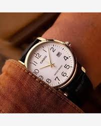 Casio MTP-V002GL-7B2UDF Men's Gold Tone Leather Strap Watch White Dial