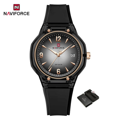 NAVIFORCE NF6110 Women's Quartz Watch | Date Display | Silicone Strap | 5ATM Water Resistant