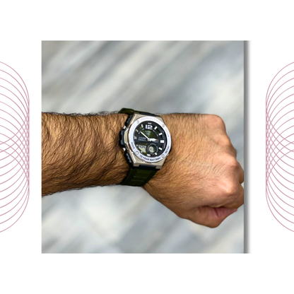 Casio MWQ-100-3AVDF Men's Analog Digital Sports Watch Green Dial