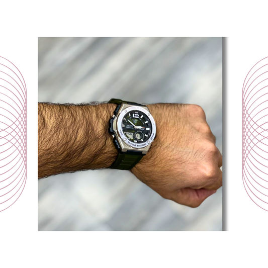 Casio MWQ-100-3AVDF Men's Analog Digital Sports Watch Green Dial