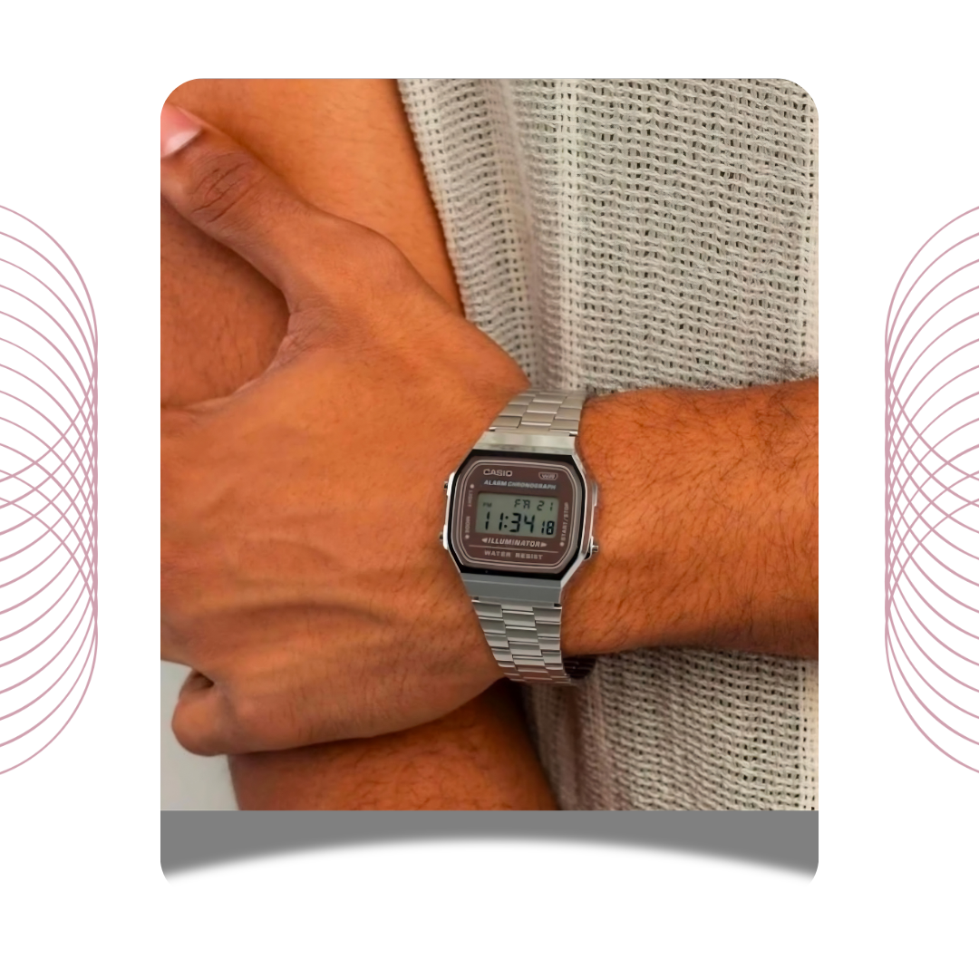 Casio A168WA-5AYDF Vintage Digital Stainless-Steel Watch for Men & Women