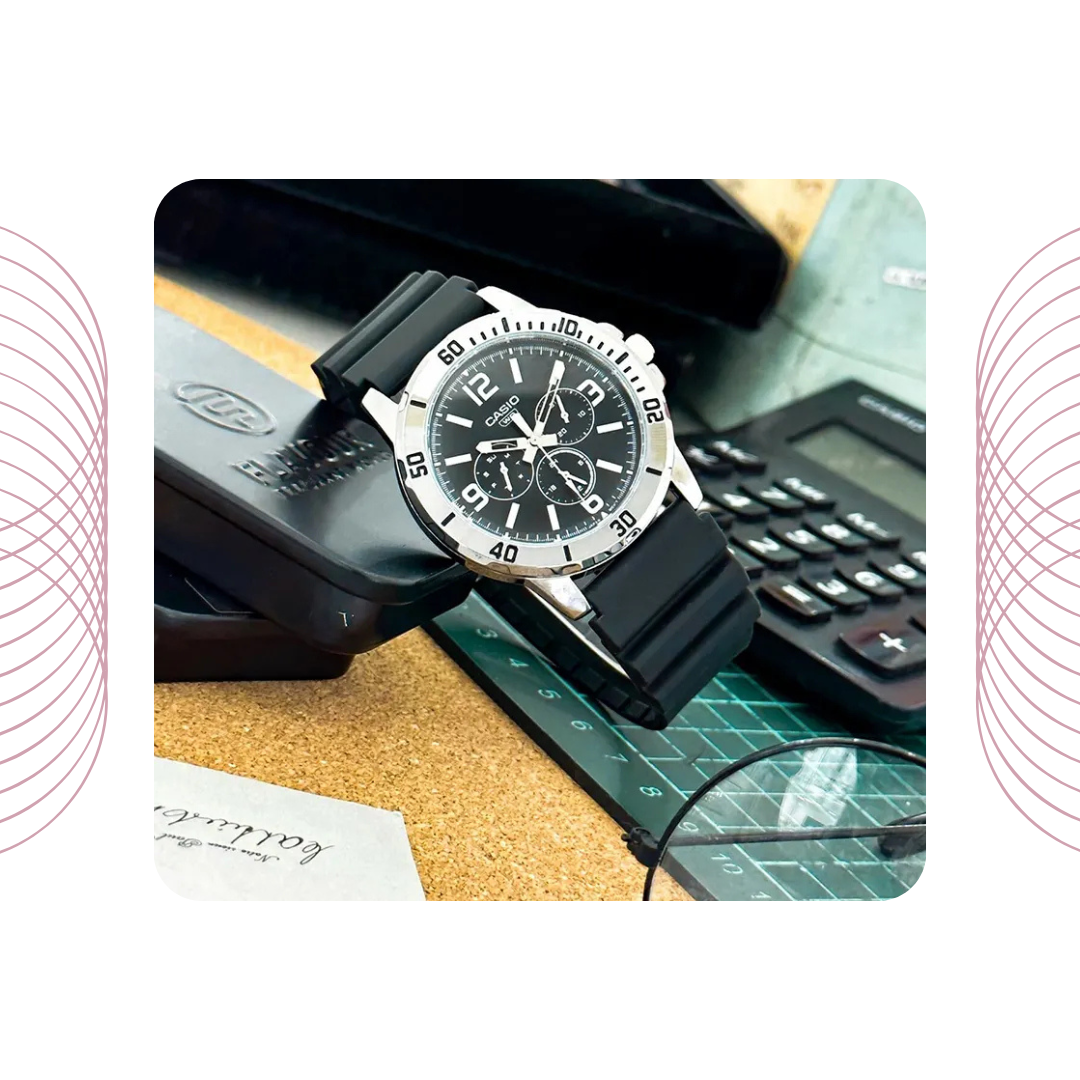 Casio MTP-VD300-1BUDF Men's Multi Dial Stainless Steel Watch Black Dial