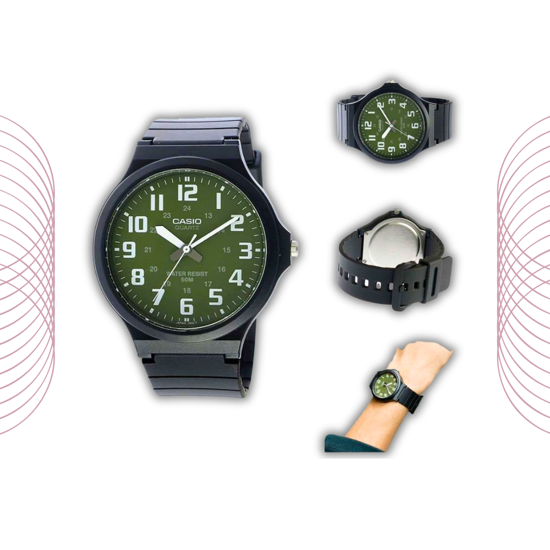 Casio MW-240-3BVDF Men's Analog Casual Watch Green Dial