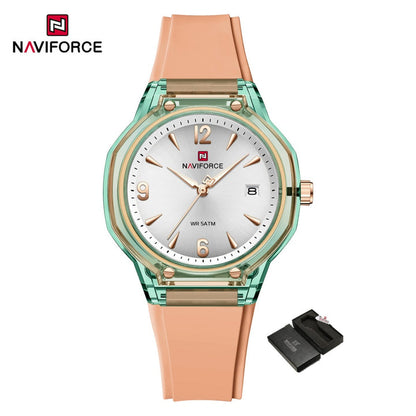 NAVIFORCE NF6110 Women's Quartz Watch | Date Display | Silicone Strap | 5ATM Water Resistant