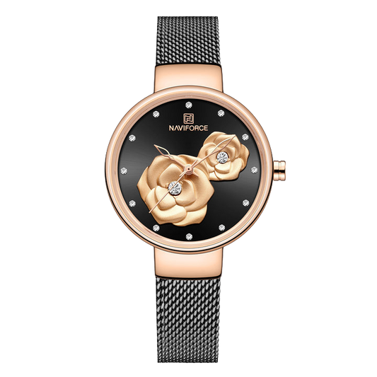 NAVIFORCE NF5013 Women's Quartz Watch | Stainless Steel Strap | Crystal Dial | 3ATM Water Resistant