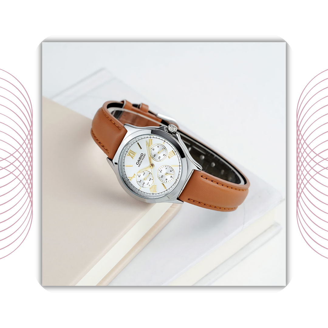Casio LTP-V300L-7A2UDF Women's Multi Dial Analog Leather Strap Watch