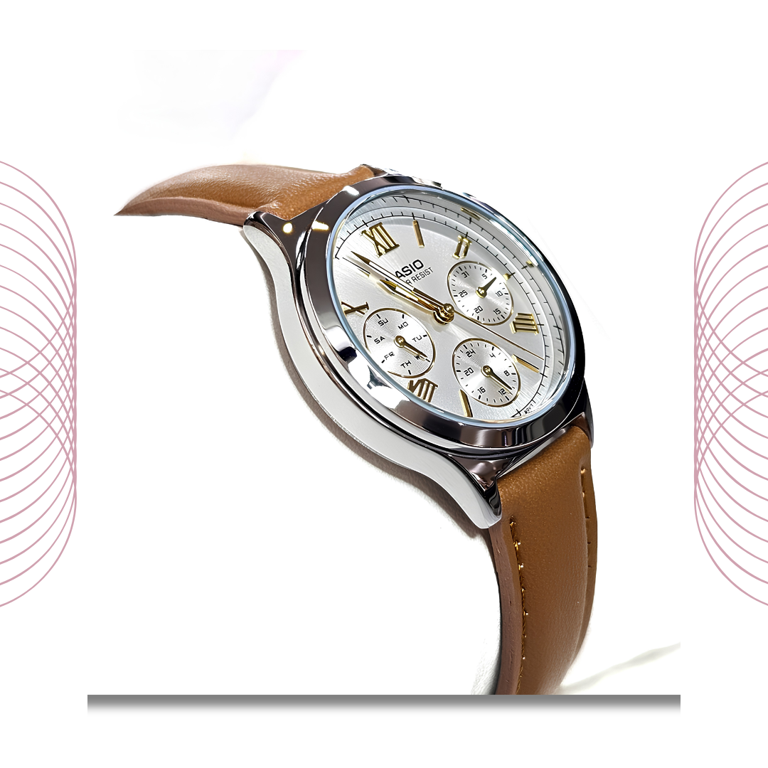 Casio LTP-V300L-7A2UDF Women's Multi Dial Analog Leather Strap Watch