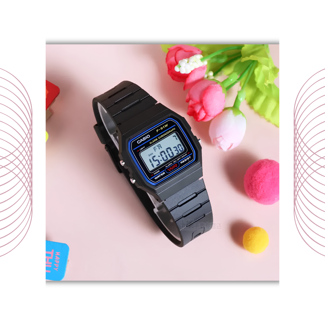 Casio F-91W-1DG Classic Digital Watch Black for Men & Women