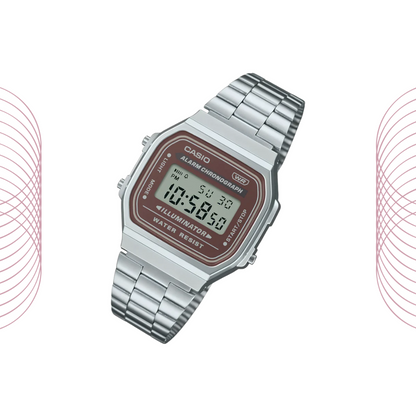 Casio A168WA-5AYDF Vintage Digital Stainless-Steel Watch for Men & Women