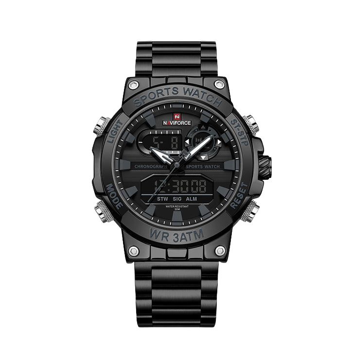 NAVIFORCE NF9237 Men's Analog-Digital Watch | Stainless Steel Strap | Multi-Function | 3ATM Water Resistant