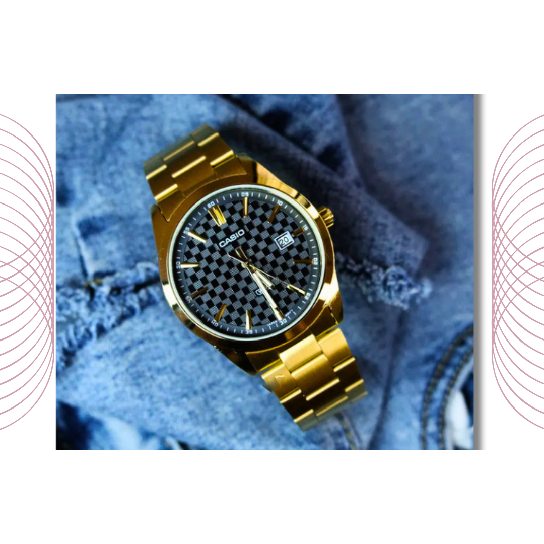 Casio MTP-VD03G-1AUDF Men's Gold Tone Stainless Steel Watch Black Dial