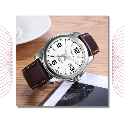 Casio LTP-1314L-7AVDF Women's Analog Leather Strap Watch White Dial