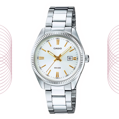 Casio MTP-1302D-7A2VDF Men's Analog Stainless Steel Watch White Dial