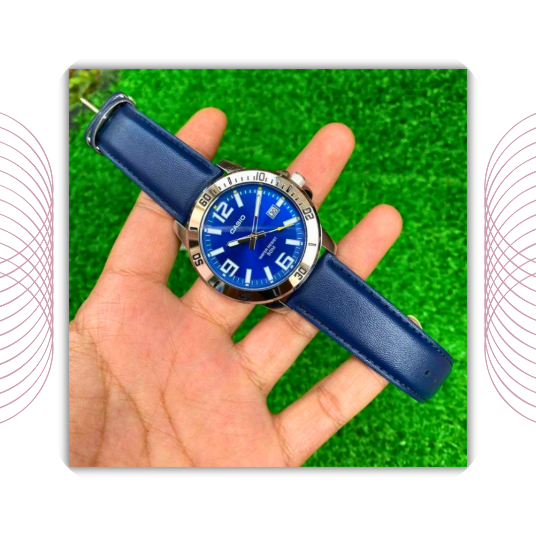 Casio MTP-VD01L-2BVUDF Men's Analog Leather Strap Watch Blue Dial