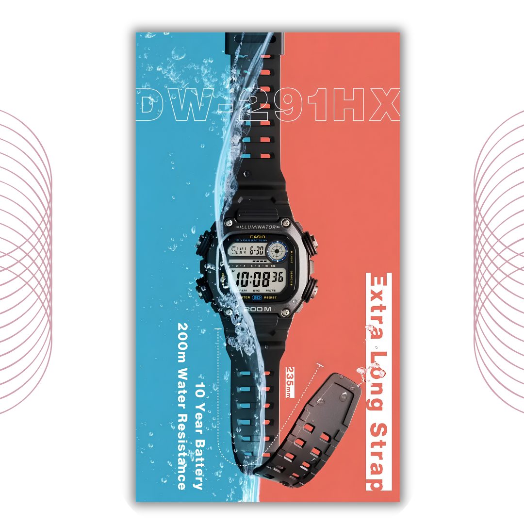 Casio DW-291HX-1AVDF Heavy Duty Digital Sports Watch for Men