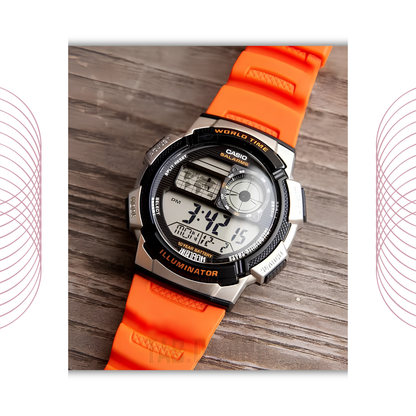 Casio AE-100W-4BVDF World Time Digital Watch Qatar | Buy Online