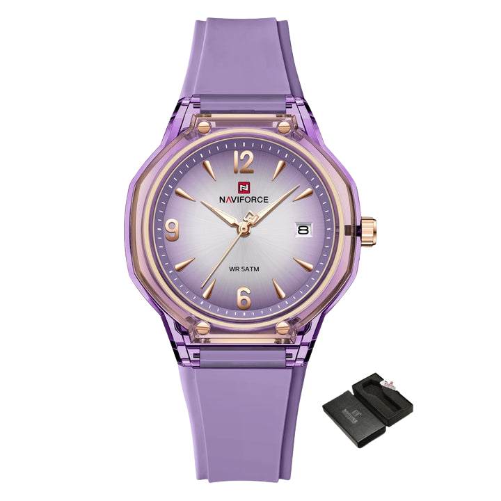 NAVIFORCE NF6110 Women's Quartz Watch | Date Display | Silicone Strap | 5ATM Water Resistant