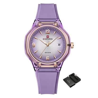NAVIFORCE NF6110 Women's Quartz Watch | Date Display | Silicone Strap | 5ATM Water Resistant