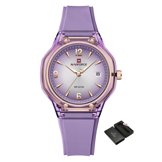 NAVIFORCE NF6110 Women's Quartz Watch | Date Display | Silicone Strap | 5ATM Water Resistant