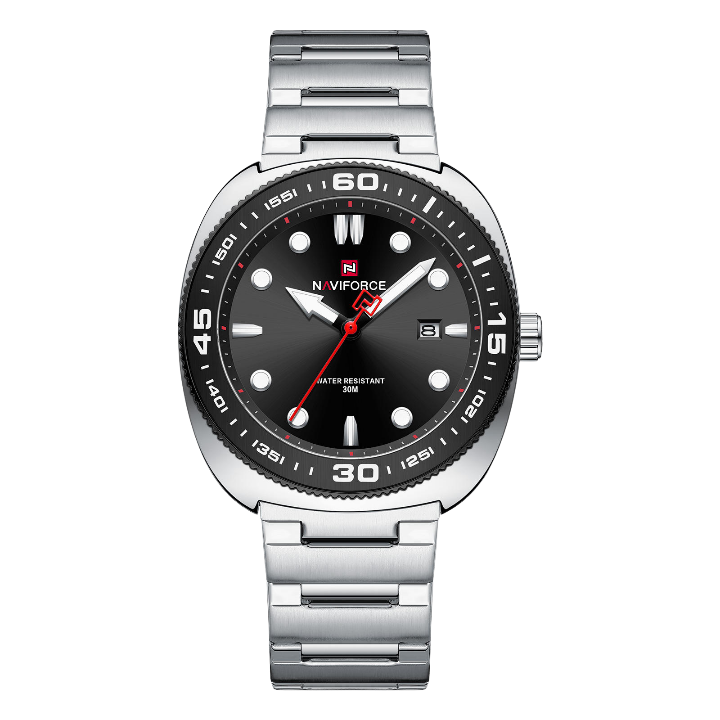 NAVIFORCE NF9250 Men's Quartz Calendar Watch | Stainless Steel Strap | Date Display | 3ATM Water Resistant
