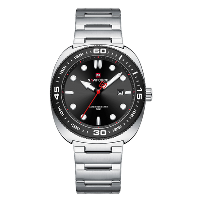 NAVIFORCE NF9250 Men's Quartz Calendar Watch | Stainless Steel Strap | Date Display | 3ATM Water Resistant