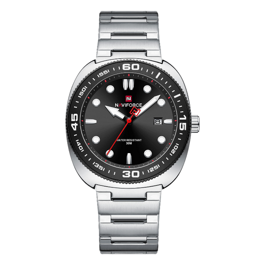 NAVIFORCE NF9250 Men's Quartz Calendar Watch | Stainless Steel Strap | Date Display | 3ATM Water Resistant