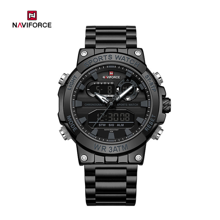NAVIFORCE NF9237 Men's Analog-Digital Watch | Stainless Steel Strap | Multi-Function | 3ATM Water Resistant