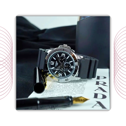 Casio MTP-VD300-1BUDF Men's Multi Dial Stainless Steel Watch Black Dial