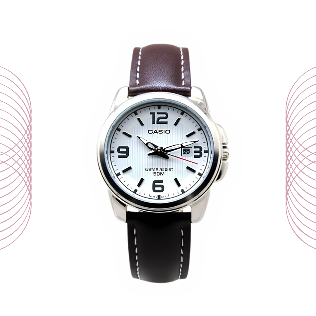 Casio LTP-1314L-7AVDF Women's Analog Leather Strap Watch White Dial