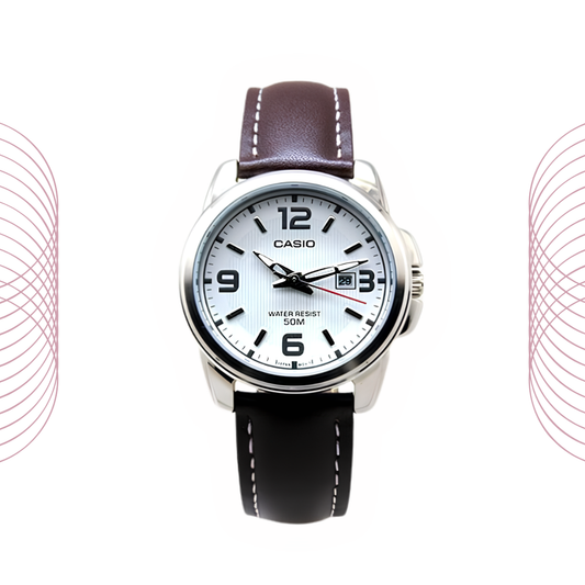 Casio LTP-1314L-7AVDF Women's Analog Leather Strap Watch White Dial