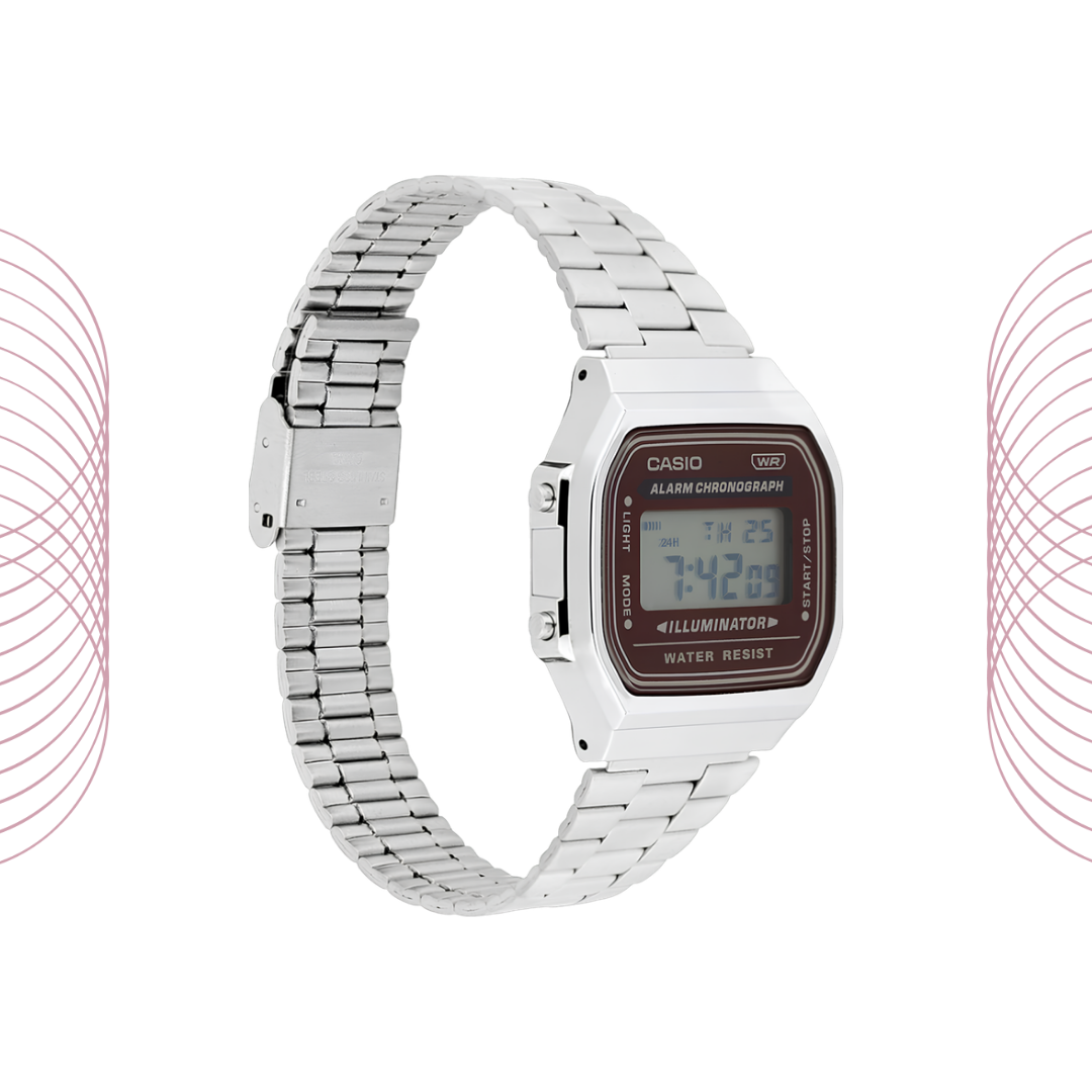 Casio A168WA-5AYDF Vintage Digital Stainless-Steel Watch for Men & Women